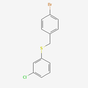 molecular formula C13H10BrClS B7861959 1-Bromo-4-[(3-chlorophenyl)sulfanylmethyl]benzene 