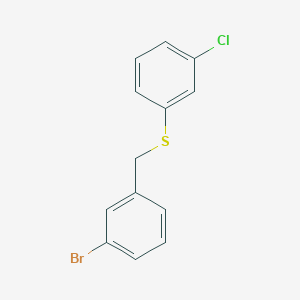 molecular formula C13H10BrClS B7861967 1-Bromo-3-[(3-chlorophenyl)sulfanylmethyl]benzene 