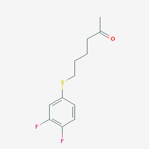 molecular formula C12H14F2OS B7862318 6-(3,4-Difluorophenyl)sulfanylhexan-2-one 