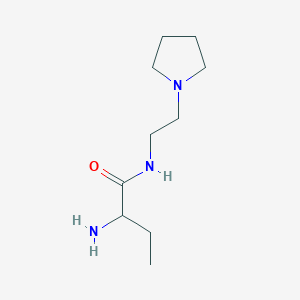 molecular formula C10H21N3O B7863352 2-Amino-N-[2-(pyrrolidin-1-YL)ethyl]butanamide 