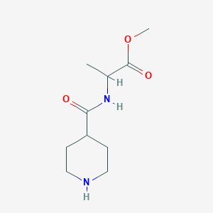 molecular formula C10H18N2O3 B7863471 Methyl 2-[(piperidin-4-yl)formamido]propanoate 