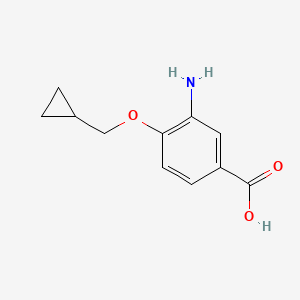 molecular formula C11H13NO3 B7863602 3-Amino-4-(cyclopropylmethoxy)benzoic acid 