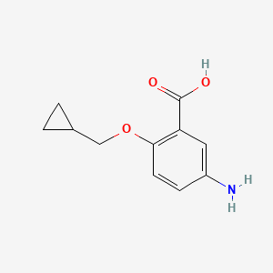 molecular formula C11H13NO3 B7863603 5-Amino-2-(cyclopropylmethoxy)benzoic acid 