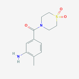 molecular formula C12H16N2O3S B7863614 (3-Amino-4-methylphenyl)(1,1-dioxidothiomorpholino)methanone 