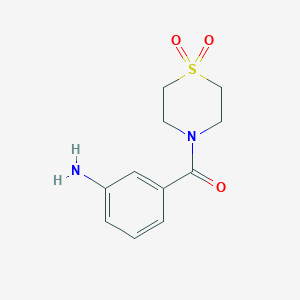 molecular formula C11H14N2O3S B7863620 (3-Aminophenyl)(1,1-dioxidothiomorpholino)methanone 