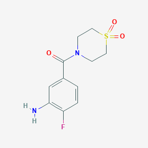 molecular formula C11H13FN2O3S B7863623 (3-Amino-4-fluorophenyl)(1,1-dioxidothiomorpholino)methanone 
