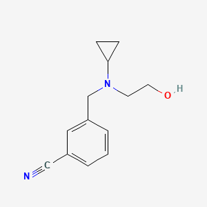 molecular formula C13H16N2O B7863745 3-{[Cyclopropyl-(2-hydroxy-ethyl)-amino]-methyl}-benzonitrile 