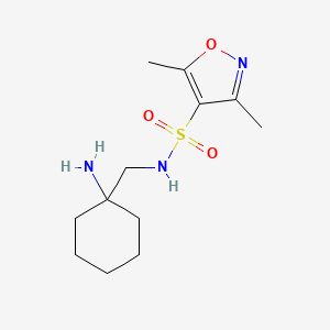 molecular formula C12H21N3O3S B7863880 N-[(1-Aminocyclohexyl)methyl]-3,5-dimethyl-1,2-oxazole-4-sulfonamide 