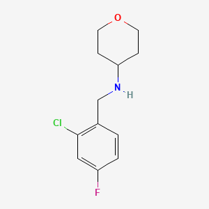 molecular formula C12H15ClFNO B7864050 N-[(2-chloro-4-fluorophenyl)methyl]oxan-4-amine 