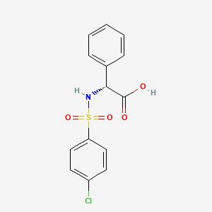 molecular formula C14H12ClNO4S B7864141 (R)-2-((4-Chlorophenyl)sulfonamido)-2-phenylaceticacid 