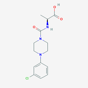 molecular formula C14H18ClN3O3 B7865230 (2S)-2-[[4-(3-chlorophenyl)piperazine-1-carbonyl]amino]propanoic acid 