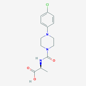 molecular formula C14H18ClN3O3 B7865238 (2S)-2-[[4-(4-chlorophenyl)piperazine-1-carbonyl]amino]propanoic acid 