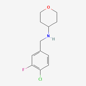 molecular formula C12H15ClFNO B7865543 N-[(4-chloro-3-fluorophenyl)methyl]oxan-4-amine 
