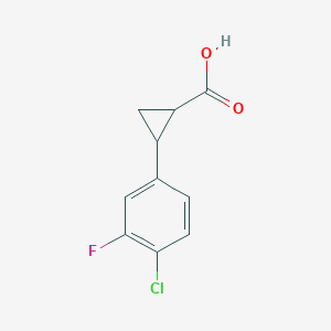 molecular formula C10H8ClFO2 B7865546 2-(4-Chloro-3-fluorophenyl)cyclopropane-1-carboxylic acid 