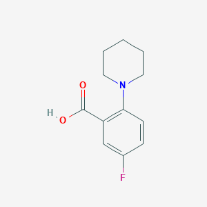 molecular formula C12H14FNO2 B7865686 5-Fluoro-2-piperidin-1-yl-benzoic acid 