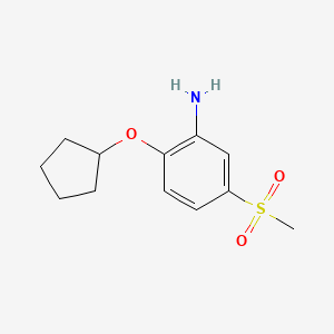 molecular formula C12H17NO3S B7865747 2-(Cyclopentyloxy)-5-(methylsulfonyl)aniline 