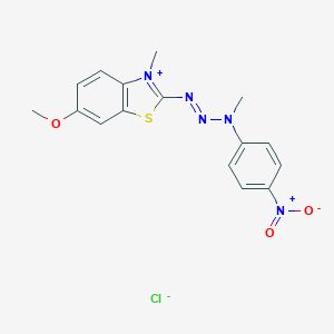B078658 6-Methoxy-3-methyl-2-[3-methyl-3-(4-nitrophenyl)triazen-1-YL]benzothiazolium chloride CAS No. 14970-38-8