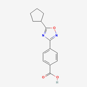 molecular formula C14H14N2O3 B7866196 4-(5-Cyclopentyl-1,2,4-oxadiazol-3-yl)benzoic acid 