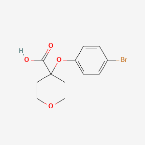 molecular formula C12H13BrO4 B7866209 4-(4-Bromophenoxy)oxane-4-carboxylic acid 