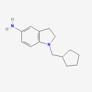 molecular formula C14H20N2 B7866244 1-(Cyclopentylmethyl)-2,3-dihydro-1H-indol-5-amine 