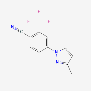 molecular formula C12H8F3N3 B7866325 4-(3-methyl-1H-pyrazol-1-yl)-2-(trifluoromethyl)benzonitrile 