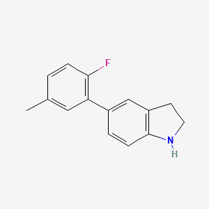 molecular formula C15H14FN B7866362 5-(2-Fluoro-5-methylphenyl)indoline 