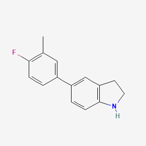 molecular formula C15H14FN B7866365 5-(4-Fluoro-3-methylphenyl)indoline 