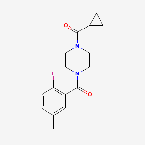 molecular formula C16H19FN2O2 B7866435 Cyclopropyl-[4-(2-fluoro-5-methylbenzoyl)piperazin-1-yl]methanone 
