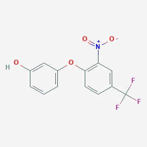 molecular formula C13H8F3NO4 B7867072 3-[2-Nitro-4-(trifluoromethyl)phenoxy]phenol CAS No. 71626-84-1