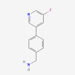 molecular formula C12H11FN2 B7867177 [4-(5-Fluoropyridin-3-yl)phenyl]methanamine 