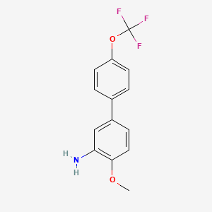 molecular formula C14H12F3NO2 B7867188 3-Amino-4-methoxy-4'-(trifluoromethoxy)biphenyl 