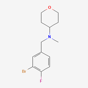 molecular formula C13H17BrFNO B7867224 N-[(3-bromo-4-fluorophenyl)methyl]-N-methyloxan-4-amine 