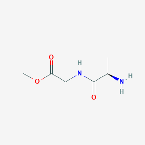 molecular formula C6H12N2O3 B7867404 R-(2-Aminopropionylamino)acetic acid methyl ester 