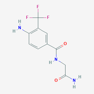 molecular formula C10H10F3N3O2 B7867522 2-{[4-Amino-3-(trifluoromethyl)phenyl]formamido}acetamide 