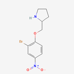 molecular formula C11H13BrN2O3 B7868218 2-[(2-Bromo-4-nitrophenoxy)methyl]pyrrolidine 