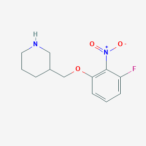 molecular formula C12H15FN2O3 B7868244 3-[(3-Fluoro-2-nitrophenoxy)methyl]piperidine 