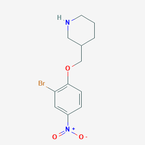 molecular formula C12H15BrN2O3 B7868250 3-[(2-Bromo-4-nitrophenoxy)methyl]piperidine 