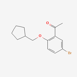 molecular formula C14H17BrO2 B7868330 1-[5-Bromo-2-(cyclopentylmethoxy)phenyl]ethan-1-one 