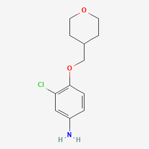 molecular formula C12H16ClNO2 B7868416 3-Chloro-4-((tetrahydro-2H-pyran-4-yl)methoxy)aniline 