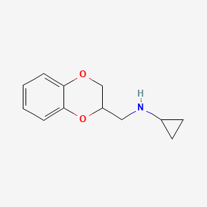 molecular formula C12H15NO2 B7868557 Cyclopropyl-(2,3-dihydro-benzo[1,4]dioxin-2-ylmethyl)-amine 