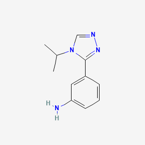 molecular formula C11H14N4 B7868799 3-(4-Isopropyl-4H-1,2,4-triazol-3-yl)aniline 