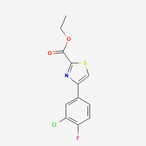 molecular formula C12H9ClFNO2S B7868858 Ethyl 4-(3-chloro-4-fluorophenyl)-1,3-thiazole-2-carboxylate 