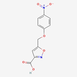 molecular formula C11H8N2O6 B7868992 5-[(4-Nitrophenoxy)methyl]-1,2-oxazole-3-carboxylic acid 
