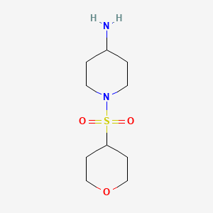 molecular formula C10H20N2O3S B7869177 1-(Oxane-4-sulfonyl)piperidin-4-amine 