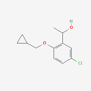 molecular formula C12H15ClO2 B7869196 1-[5-Chloro-2-(cyclopropylmethoxy)phenyl]ethan-1-ol 