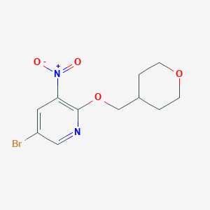 molecular formula C11H13BrN2O4 B7869515 5-Bromo-3-nitro-2-((tetrahydro-2H-pyran-4-yl)methoxy)pyridine 