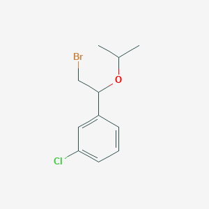 molecular formula C11H14BrClO B7869626 1-(2-Bromo-1-isopropoxyethyl)-3-chlorobenzene 