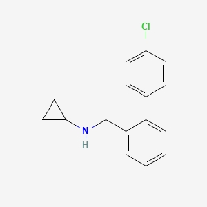 molecular formula C16H16ClN B7869750 N-{[2-(4-chlorophenyl)phenyl]methyl}cyclopropanamine 