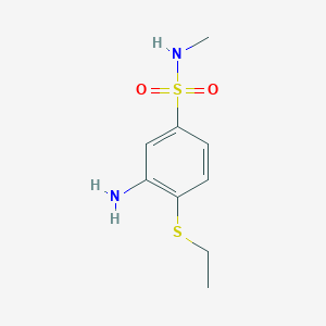 molecular formula C9H14N2O2S2 B7870218 3-amino-4-(ethylthio)-N-methylbenzenesulfonamide 