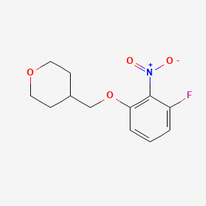 molecular formula C12H14FNO4 B7870436 4-((3-Fluoro-2-nitrophenoxy)methyl)tetrahydro-2H-pyran 